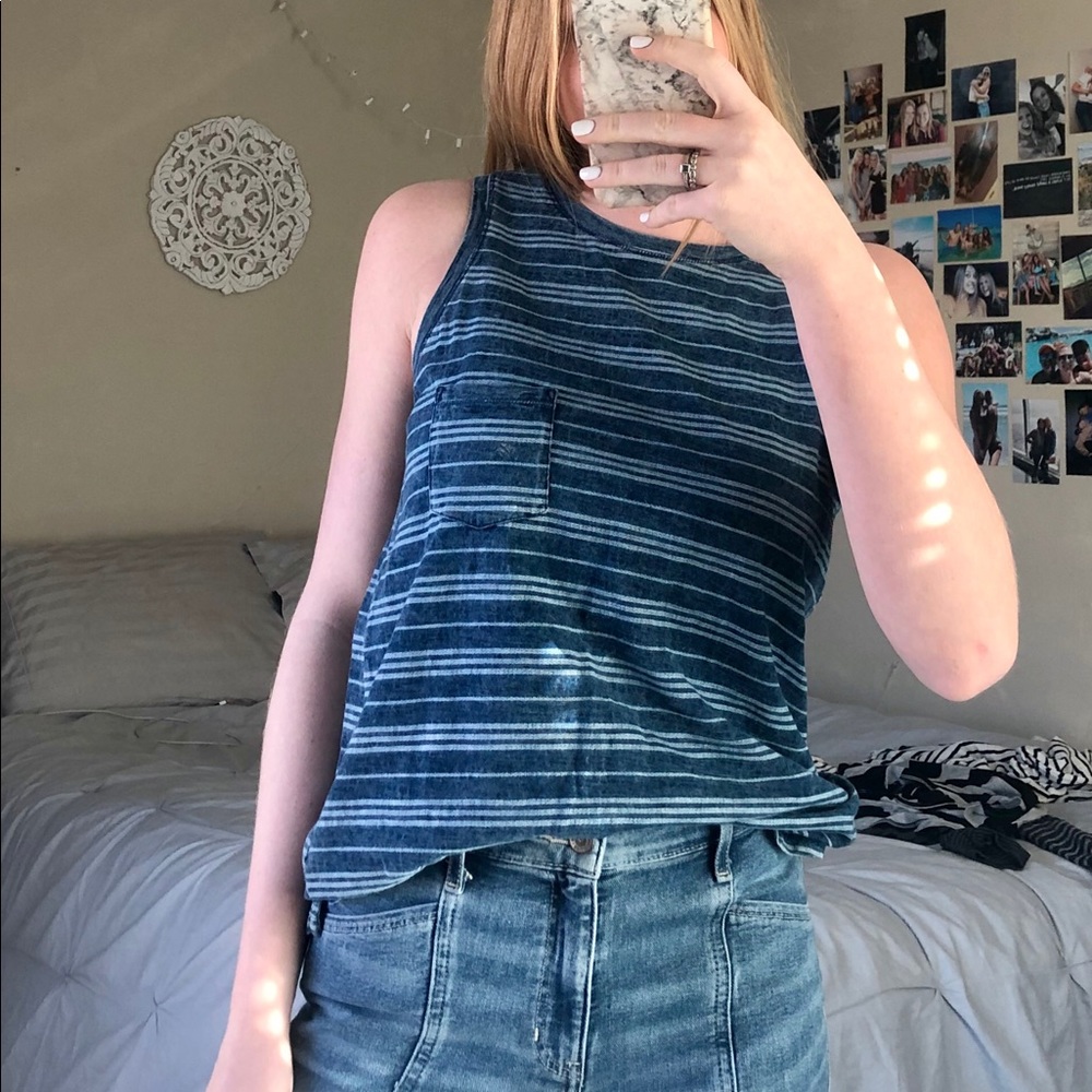 Blue striped tank top